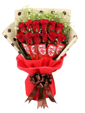 Chocolate With Flower Bouquet