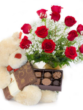 Flower with Teddy & Chocolate