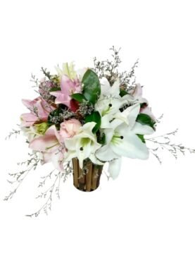 wooden vase arrangement