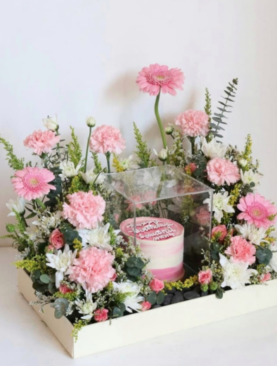 Cake and Flower arrangement combo