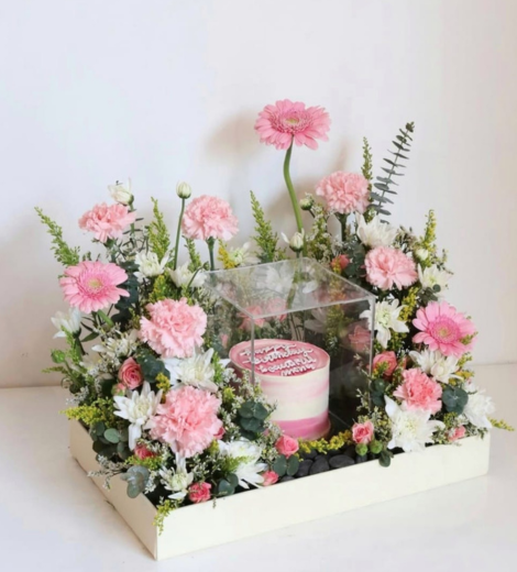 Cake and Flower arrangement combo