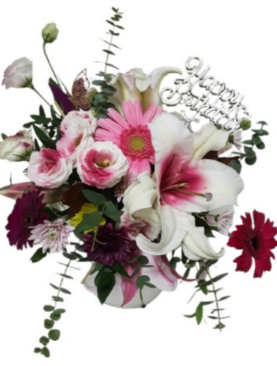 Birthday Vase Arrangement – Pink & White Elegance